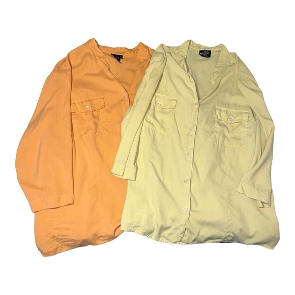 Notations Silk Women’s Button Down 3/4 Sleeve Bundle of Two Orange/Yellow 3xl KD - Picture 2 of 8